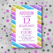 Invitation Parties scintillant arc-en-ciel rayures Anniversai