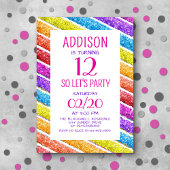 Invitation Parties scintillant arc-en-ciel rayures Anniversai