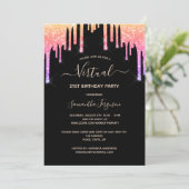 Invitation Parties scintillant arc-en-ciel virtuel noir rose  (Debout devant)