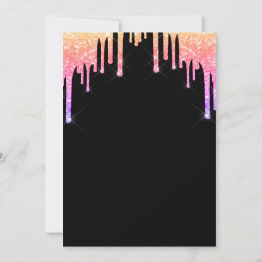 Invitation Parties scintillant arc-en-ciel virtuel noir rose  (Dos)