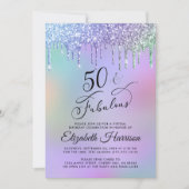 Invitation Parties scintillant arc-en-ciel virtuelle 50e anni (Devant)