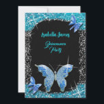 Invitation parties scintillant arc noir bleu turquoise Butter<br><div class="desc">Vous cherchez un produit d'invitation étonnant pour votre 15e anniversaire de fête de fille? Ne cherchez pas plus loin que ce design qui contient des éléments de parties scintillant, d'arc, de noir et bleu, de turquoise et de papillon. Cette invitation exhale une élégance sophistiquée avec son parti branché Quinceanera à...</div>