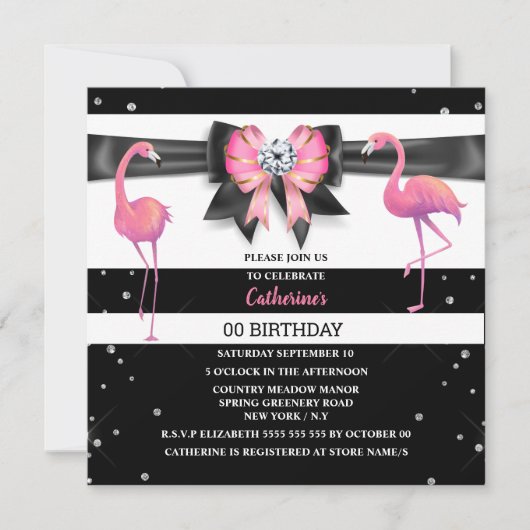 Invitation parties scintillant arc rose Flamant rose N'IMPORT (Devant)
