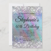 Invitation Parties scintillant Argent Arc-en-ciel Iridescente (Devant)