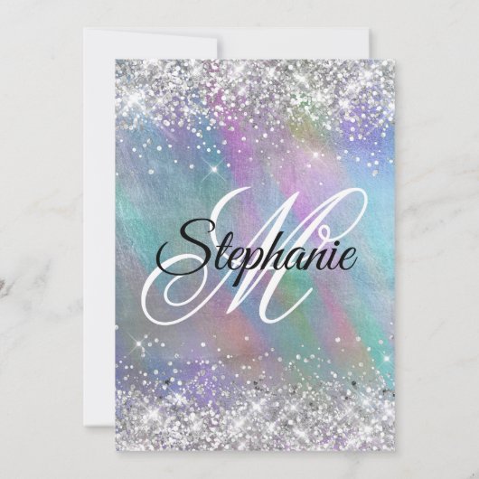 Invitation Parties scintillant Argent Arc-en-ciel Iridescente (Dos)