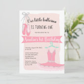 Invitation Parties scintillant argent ballerine tutu 1er anni (Debout devant)