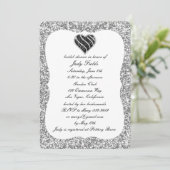 Invitation Parties scintillant argent Black Heart Fête des ma (Debout devant)