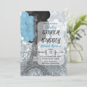 Invitation Parties scintillant Argent Bleu Balloons Eiffel To (Debout devant)