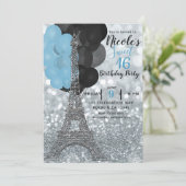 Invitation Parties scintillant Argent Bleu Balloons Paris Tou (Debout devant)