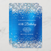 Invitation Parties scintillant Argent Bleu clair Satin huile  (Devant / Derrière)