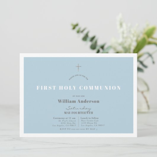 Invitation Parties scintillant Argent Bleu Garçon Première Sa (Debout devant)