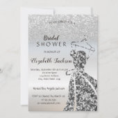 Invitation Parties scintillant Argent Bokeh Sequins robe Fête (Devant)