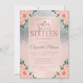 Invitation Parties scintillant Argent Bokeh, Tiara Floral Swe (Devant)