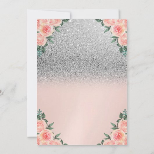 Invitation Parties scintillant Argent Bokeh, Tiara Floral Swe (Dos)