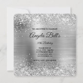 Invitation Parties scintillant argent brossé Métal Fancy Mono (Dos)
