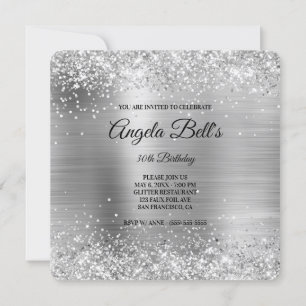 Invitation Parties scintillant argent brossé Métal Fancy Mono