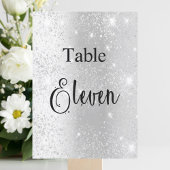 Invitation Parties scintillant argent calligraphie table onze