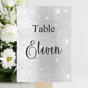 Invitation Parties scintillant argent calligraphie table onze