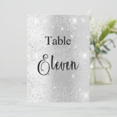 Invitation Parties scintillant argent calligraphie table onze (Debout devant)