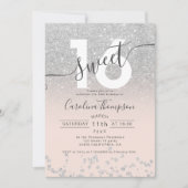 Invitation Parties scintillant argent chic ombre blush Sweet  (Devant)