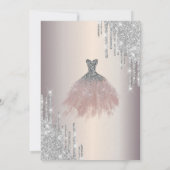 Invitation Parties scintillant Argent, Chic Robe Douce 16 (Dos)