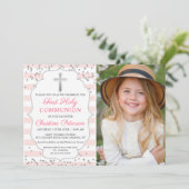 Invitation Parties scintillant argent clair rose photo premiè (Debout devant)