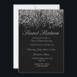 Invitation Parties scintillant Argent Confetti Black Sweet 16<br><div class="desc">Parties scintillant Argent Confetti Black Sweet 16 Invitation Belle Parties scintillant Or Faux Confetti Invitation. Collection correspondante dans Niche et Nest store. Design avec l'aimable autorisation de Studio Danemark</div>