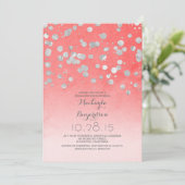 Invitation parties scintillant argent confetti corail rose nu (Debout devant)