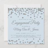 Invitation Parties scintillant Argent Confetti Ice Blue (Devant)