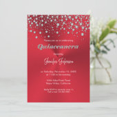 Invitation Parties scintillant argent confetti Quinceanera In (Debout devant)