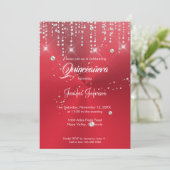 Invitation Parties scintillant argent confetti Quinceanera In (Debout devant)