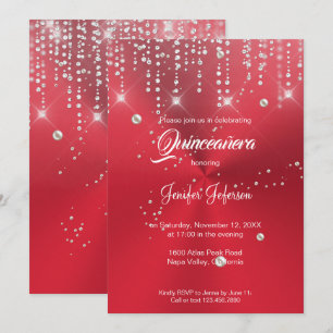 Invitation Parties scintillant argent confetti Quinceanera In