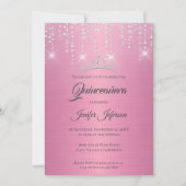 Invitation Parties scintillant argent coulant Quinceanera Inv (Devant)