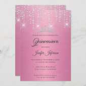 Invitation Parties scintillant argent coulant Quinceanera Inv (Devant / Derrière)