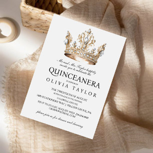 Invitation Parties scintillant Argent Couronne Quinceanera 15