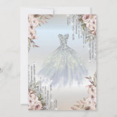 Invitation Parties scintillant Argent Déchets Robe Fleurs Dou (Dos)