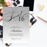Invitation Parties scintillant argent douce 16 Fancy Script I<br><div class="desc">Cette belle invitation comporte une parties scintillant faux argent et votre texte personnalisé. Utilisez le formulaire modèle pour ajouter vos informations. Modifiez la police ou ajoutez du texte à l'aide de la fonction Personnaliser It.</div>