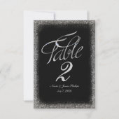 Invitation Parties scintillant Argent Faux & Noir Glam Numéro (Devant)