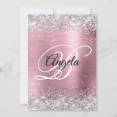 Invitation Parties scintillant Argent Faux Pale Rose Pile Fhu (Devant)