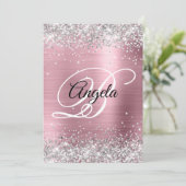 Invitation Parties scintillant Argent Faux Pale Rose Pile Fhu (Debout devant)