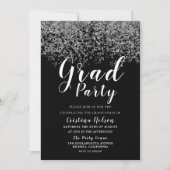 Invitation Parties scintillant Argent Garçon Fille Graduation (Devant)