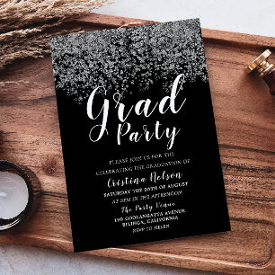 Invitation Parties scintillant Argent Garçon Fille Graduation