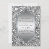 Invitation Parties scintillant Argent Glam Chic Anniversaire (Devant)