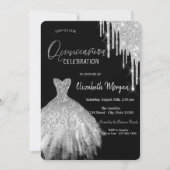 Invitation Parties scintillant argent gouttes robe Black Quin (Devant)