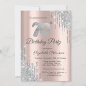 Invitation Parties scintillant argent gouttes Rose Gold 70e f (Devant)
