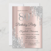 Invitation Parties scintillant argent gouttes Rose Gold 80e f (Devant)