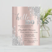 Invitation Parties scintillant argent gouttes Rose or 100e an (Debout devant)