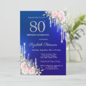 Invitation Parties scintillant argent gouttes Roses 80e anniv (Debout devant)