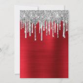 Invitation Parties scintillant argent gouttes rouge huile 50e (Dos)