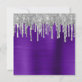 Invitation Parties scintillant argent gouttes violet huile 60 (Dos)